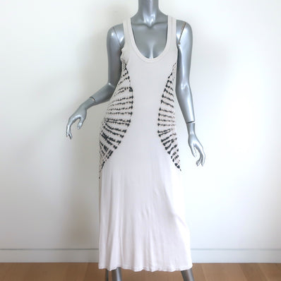 Suggested alt tag: Raquel Allegra tie-dye baby-rib midi tank dress in off-white, gently pre-owned and authenticated, size 1