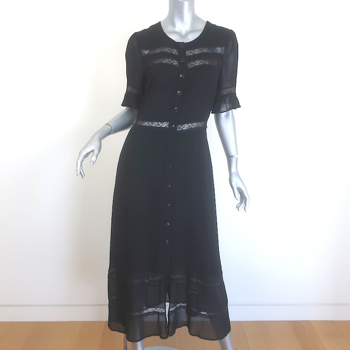 Reformation Woodson Lace-Trim Button-Up Midi Dress 