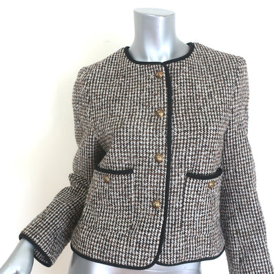 Reiss Luna Cropped Tweed Jacket Brown Wool-Blend Size US 4