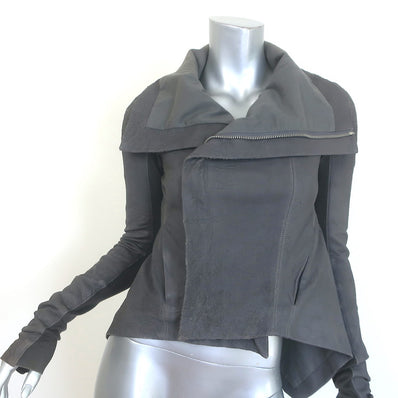 Rick Owens Blister Leather Classic Biker Jacket Dark Shadow 
