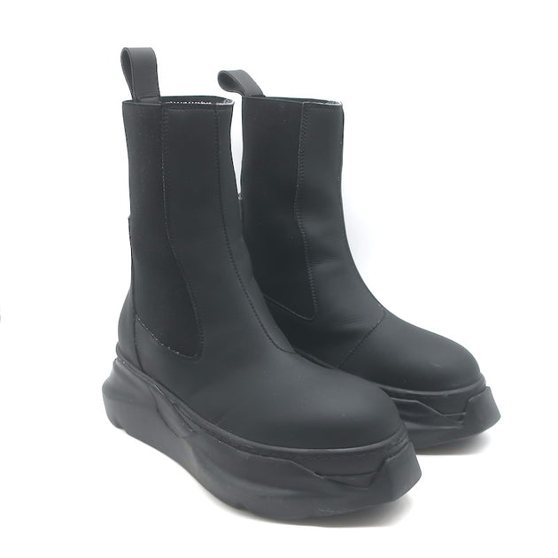 Rick Owens DRKSHDW Abstract Beatle Boots Black Faux Leather Size