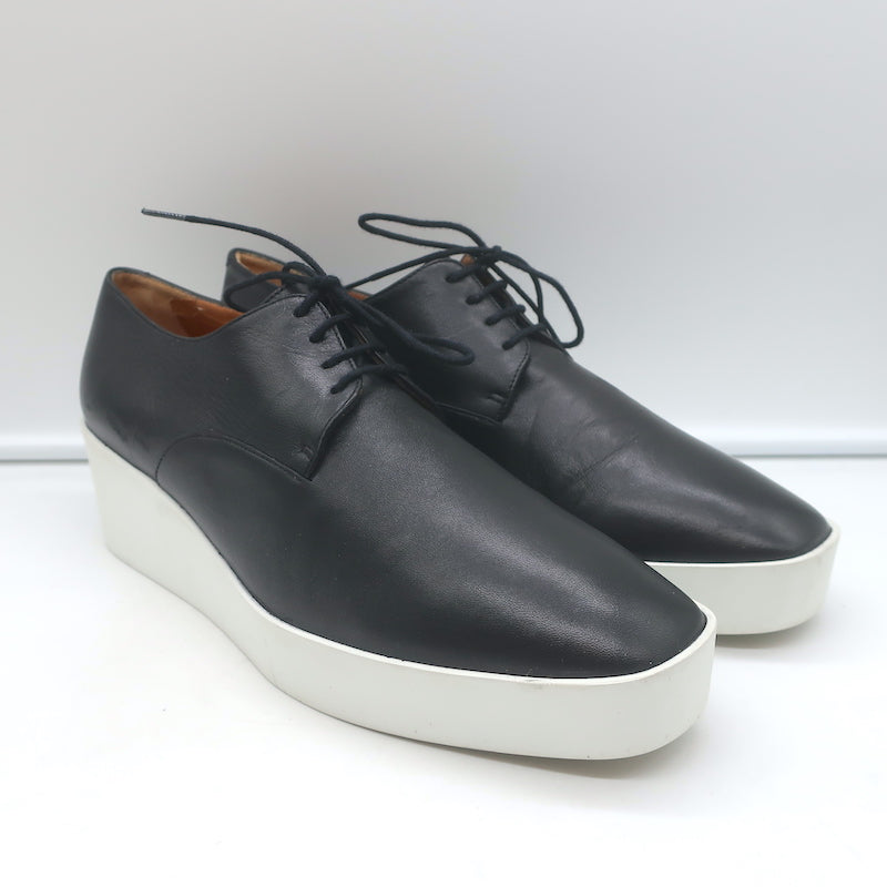 Robert Clergerie Lindsey Platform Wedge Oxfords Black Leather Size 41