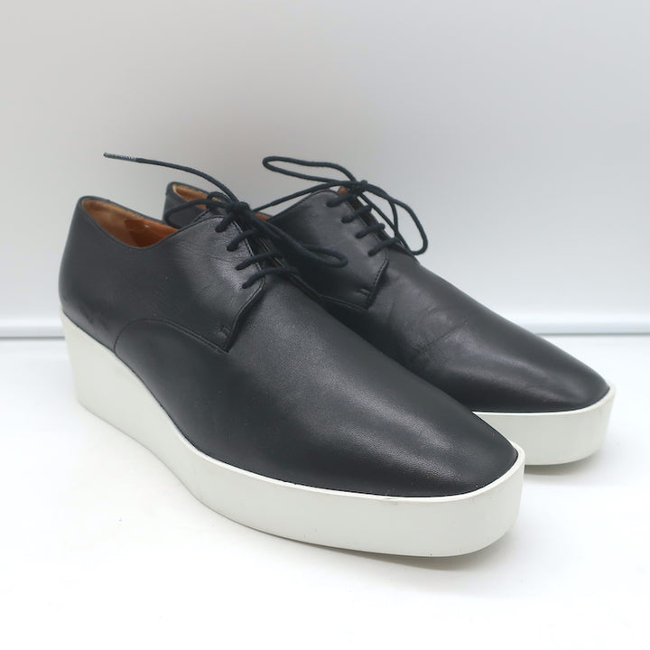 Robert Clergerie Lindsey Platform Wedge Oxfords Black Leather Size 41