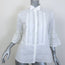 Roberto Cavalli Lace-Trimmed Bell Sleeve Shirt White Cotton Size 40