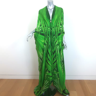 Roberto Cavalli Leaf Print Silk Kaftan Green Size 38 
