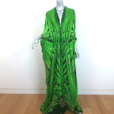 Roberto Cavalli Leaf Print Silk Kaftan Green Size 38 