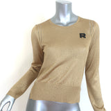 Rochas Metallic Knit Crewneck Sweater Gold Size 44