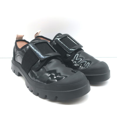 Roger Vivier Viv Desert Buckled Sneakers Black Patent Leather Size 38