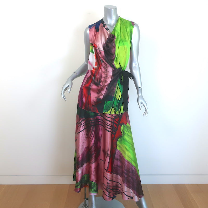 Roksanda Printed Satin Tie-Side Blouse &amp; Midi Skirt Set