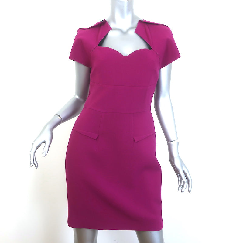 Roland Mouret Myrtha Folded Sheath Dress Fuchsia Wool Crepe Size US 8 Roland Mouret Myrtha Folded Sheath Dress Fuchsia Wool Crepe Size US 8