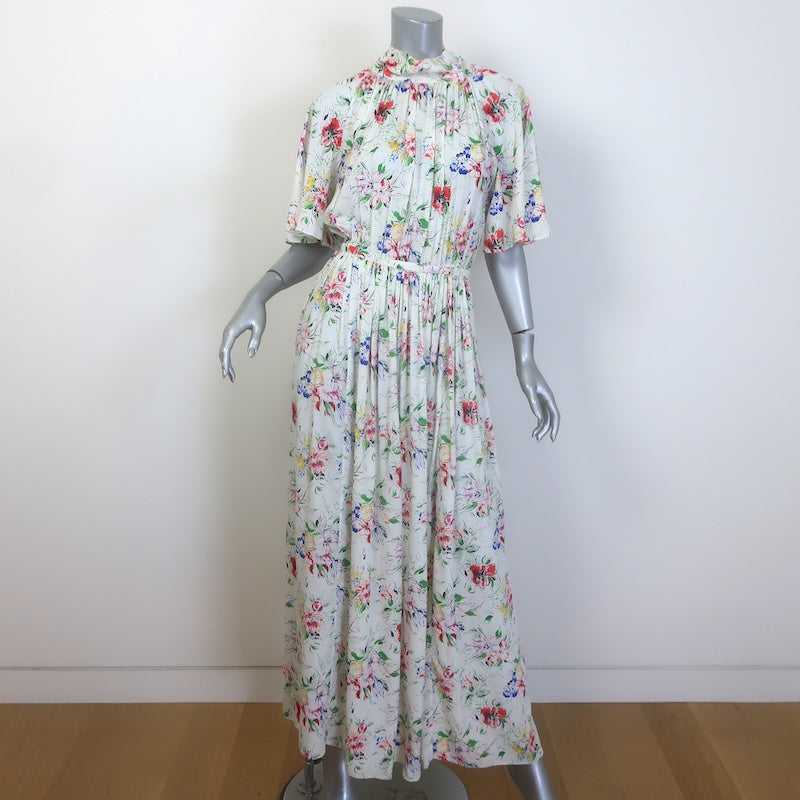Rosetta Getty Tie-Back Floral Print Maxi Dress