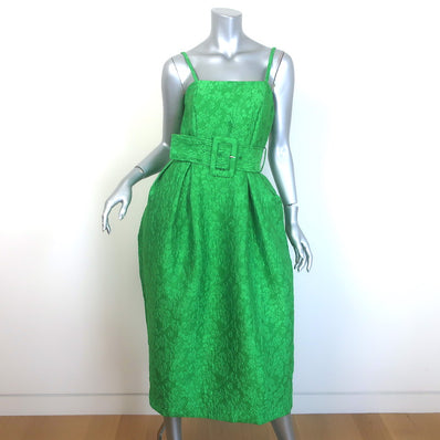 Rosie Assoulin Artichoke Belted Jacquard Midi Dress 