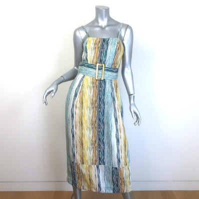 Rosie Assoulin Artichoke Belted Striped Twill Midi Dress 