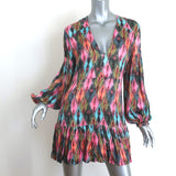 Rotate Birger Christensen Harlequin Mini Dress Multicolor Printed Satin Size 6