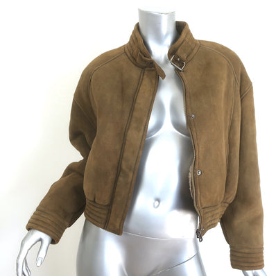 Rouje Suede Bomber Shearling lined Jacket Brown Size 38