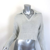 SABLYN Julie collared cropped sweater in light gray cotton-cashmere, authentic pre-owned size Small