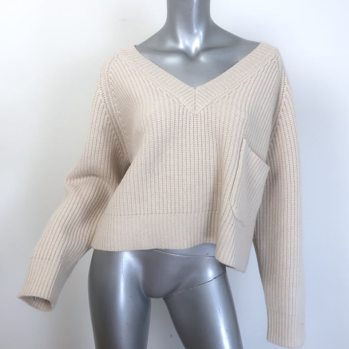SABLYN Melissa Ribbed Cashmere V-Neck Cropped Sweater 