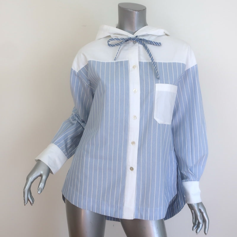 SEA Helmi Striped Hooded Button Down Shirt