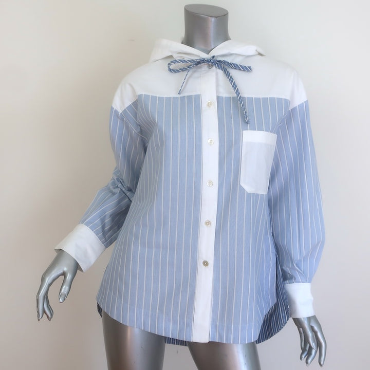 SEA Helmi Striped Hooded Button Down Shirt