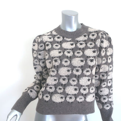 SEA Reese Sheep Jacquard Knit Sweater Gray Merino Wool Size Small