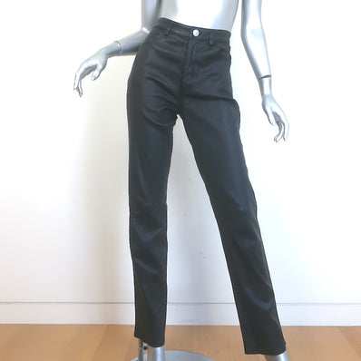 SPRWMN 5 Pocket Slim Straight Leather Pants Black