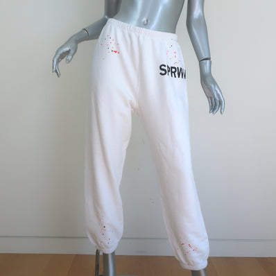 SPRWMN Paint Splatter Sweatpants White Cotton Size Large NEW