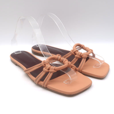 STAUD Adeline Slide Sandals Peach Leather Size 41