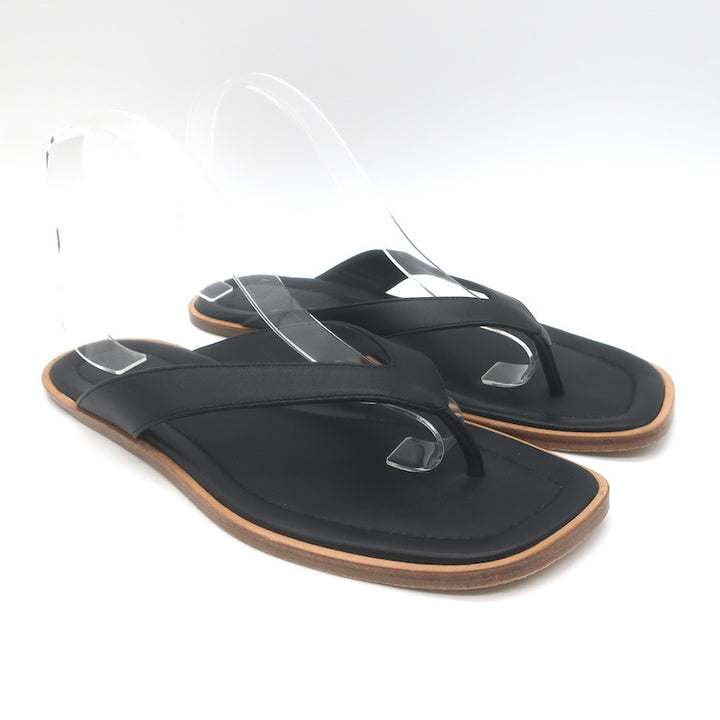 STAUD Dante Thong Sandals Black Leather Size 40