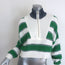 STAUD Hampton Striped Half-Zip Cropped Sweater White/Green Size Extra Small