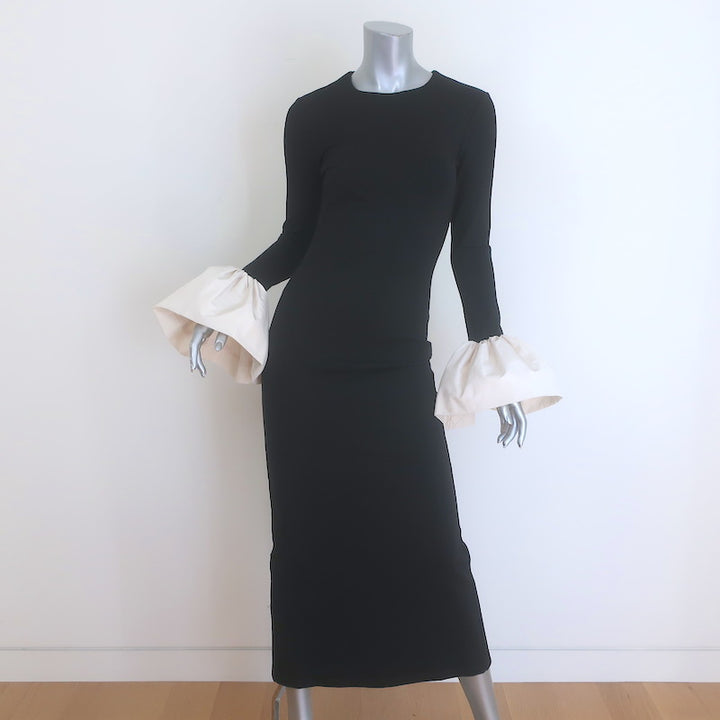 STAUD, Hawthorne Maxi Dress in Black Ivory, Size XS
