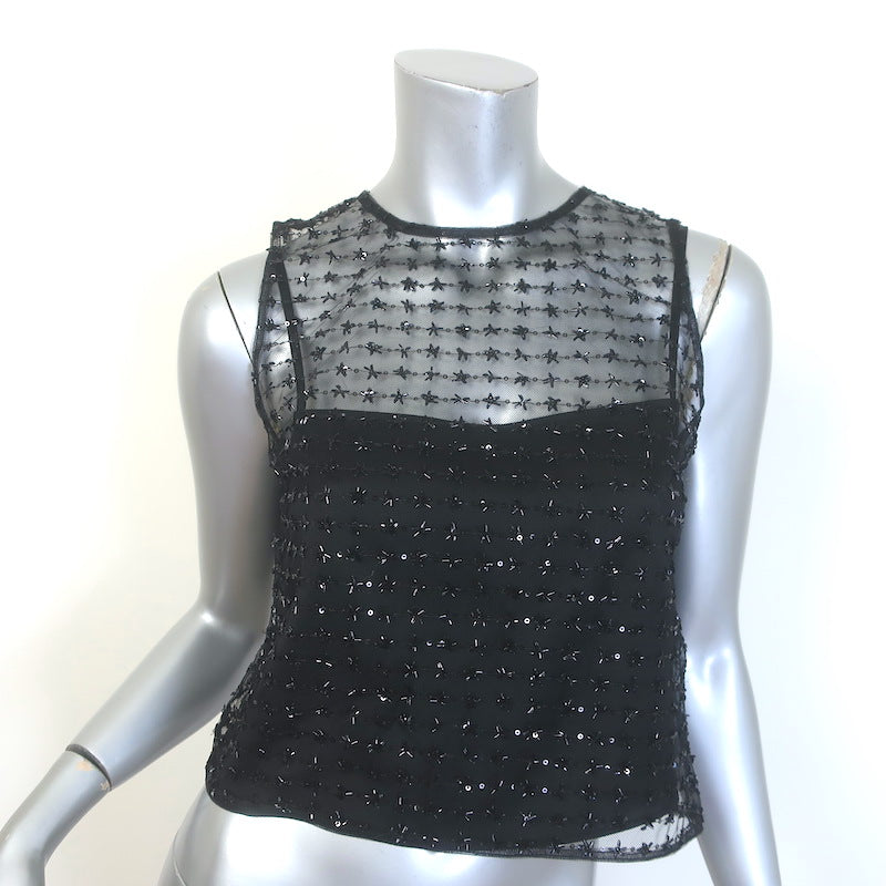 STAUD Seraphina Beaded Tulle Sleeveless Top