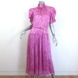 Sabina Musayev Gardenia Puff Sleeve Midi Dress Fuchsia Floral Print Size Medium