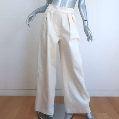 Sablyn Brooklyn Tailored Wide Leg Pants Cream Twill Size Small NEW