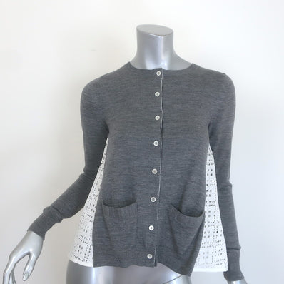 Sacai Luck Heart Lace-Back Cardigan Gray 