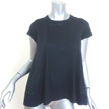 Sacai Luck tiered-back tee, black linen-blend cap-sleeve top, authentic pre-owned, gently worn