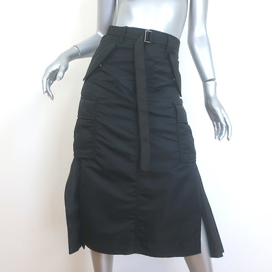Sacai Pleated-Back Belted Cargo Midi Skirt 