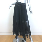 Sacai Pleated Lace-Appliqued Tulle Midi Skirt 