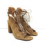 Saint Laurent Babies Lace-Up Sandals Tan Suede Size 37 Open Toe Heels