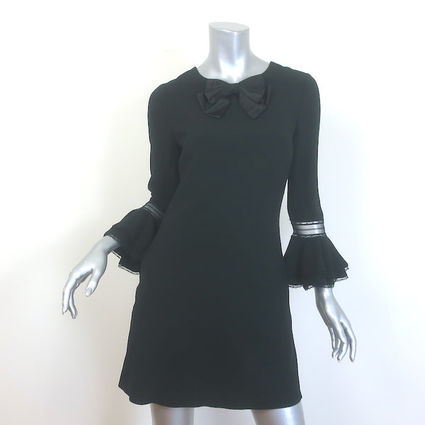 Saint Laurent Bell Sleeve Bow Mini Dress Black Crepe Size 36 NEW –  Celebrity Owned