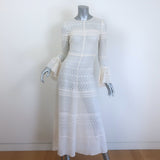 Saint Laurent cream georgette broderie anglaise bell-sleeve dress, pre-owned, authentic luxury