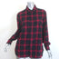 Saint Laurent Checked Button Down Shirt Red/Black Stretch Cotton Size Medium