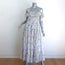 Saint Laurent Crystal-Strap Ruffled Maxi Dress White Floral Print Silk Size 36