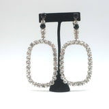 Saint Laurent Crystal Oval Smoking Clip-On Drop Earrings