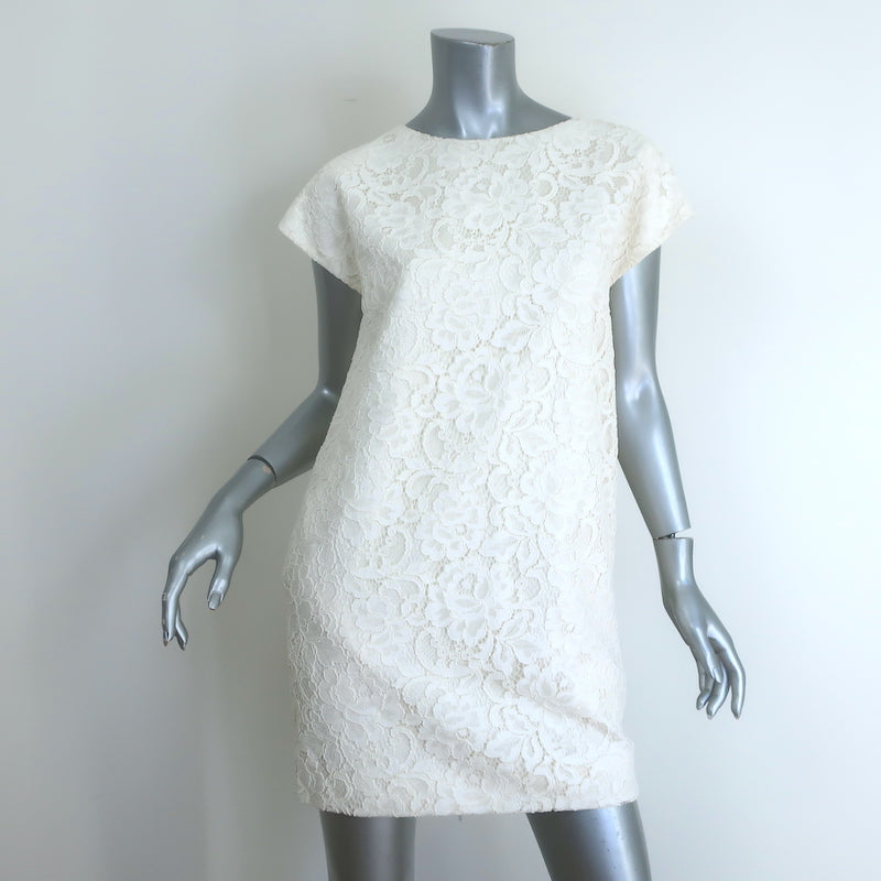 Saint Laurent Floral Lace Cap Sleeve Mini Shift Dress Cream Size 36 Celebrity Owned Saint Laurent Floral Lace Cap Sleeve Mini Shift Dress Cream Size 36 Celebrity Owned