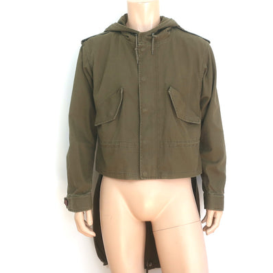 Saint Laurent High-Low Military Parka Army Green Twill Size 48