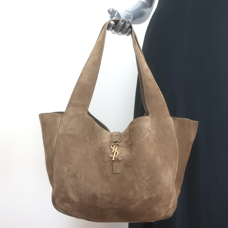 Saint Laurent Le Bea Tote Caramel Cognac Suede Large Shoulder Bag