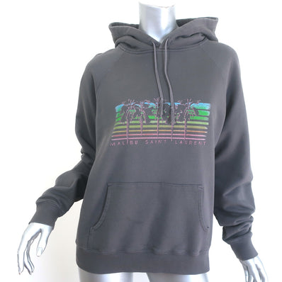 Saint Laurent Malibu Palm Trees Hoodie Gray Size Medium Pullover Sweatshirt