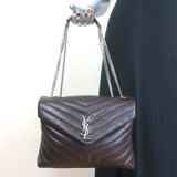 Saint Laurent Medium LouLou Bag Dark Brown Matelasse Y Quilted Leather Crossbody