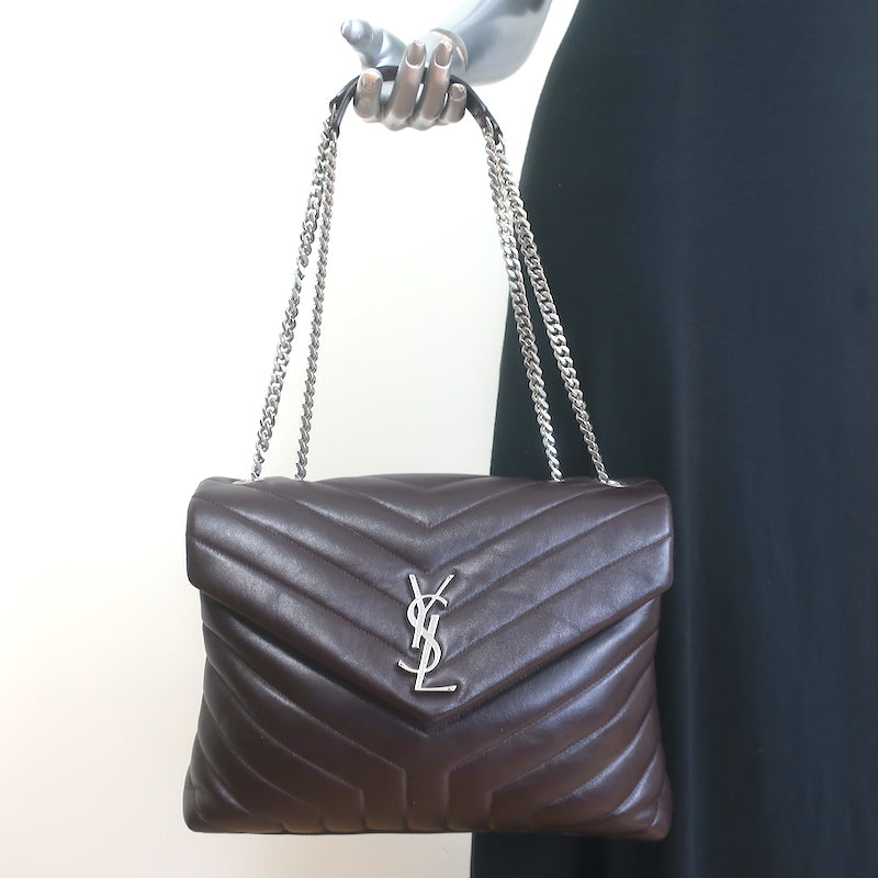 Saint Laurent Medium LouLou Bag Dark Brown Matelasse Y Quilted Leather Crossbody