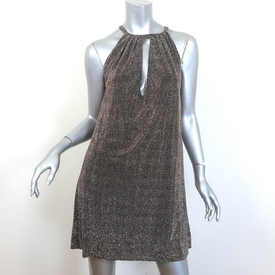 Saint Laurent Micro-Studded Mini Halter Dress Rose Gold/Black Size Extra Small